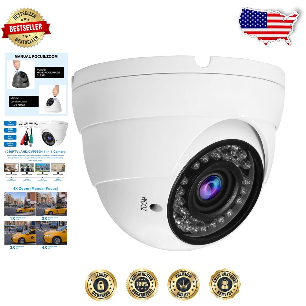 Smart Surveillance Solution: 1080P 4-in-1 Dome Camera with Manual Focus & IR LED