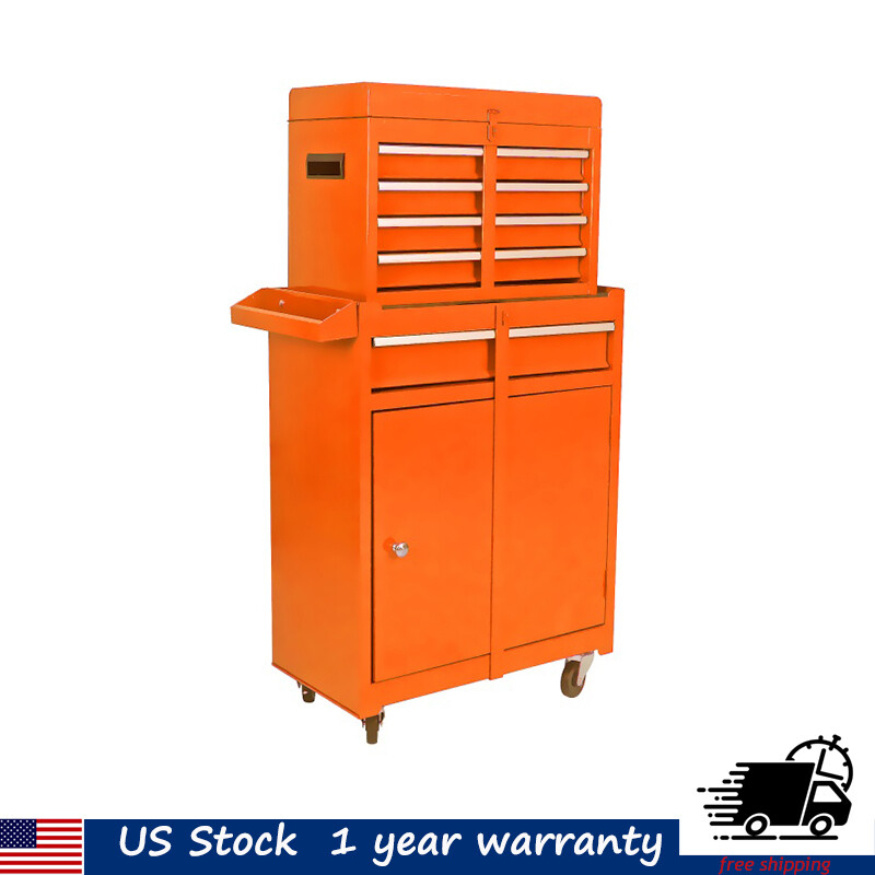 5-Drawer Rolling Tool Chest with Lockable Wheels & Detachable 2-in-1 Top