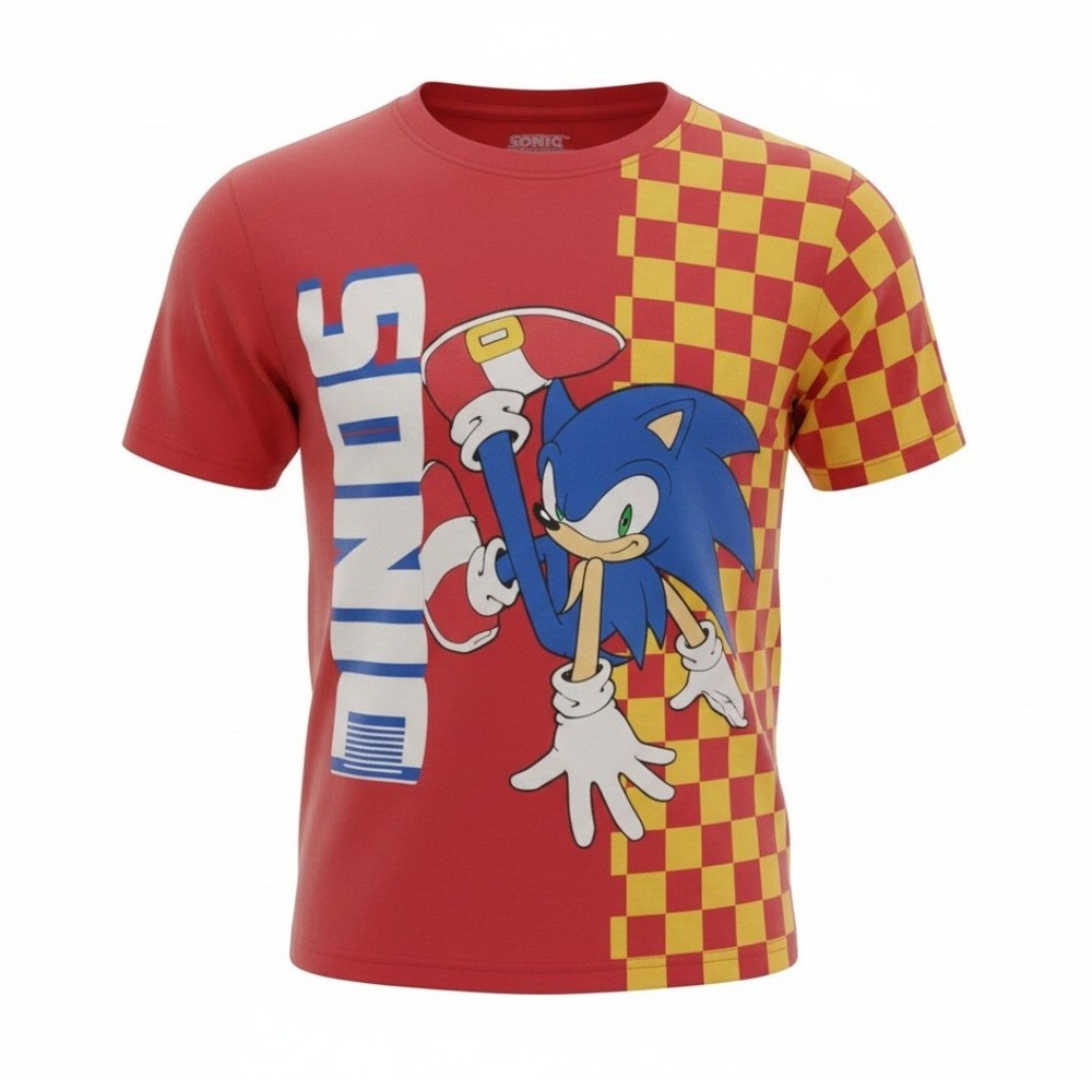 Sega Boys Red Sonic The Hedgehog T-Shirt Size 6 EUC