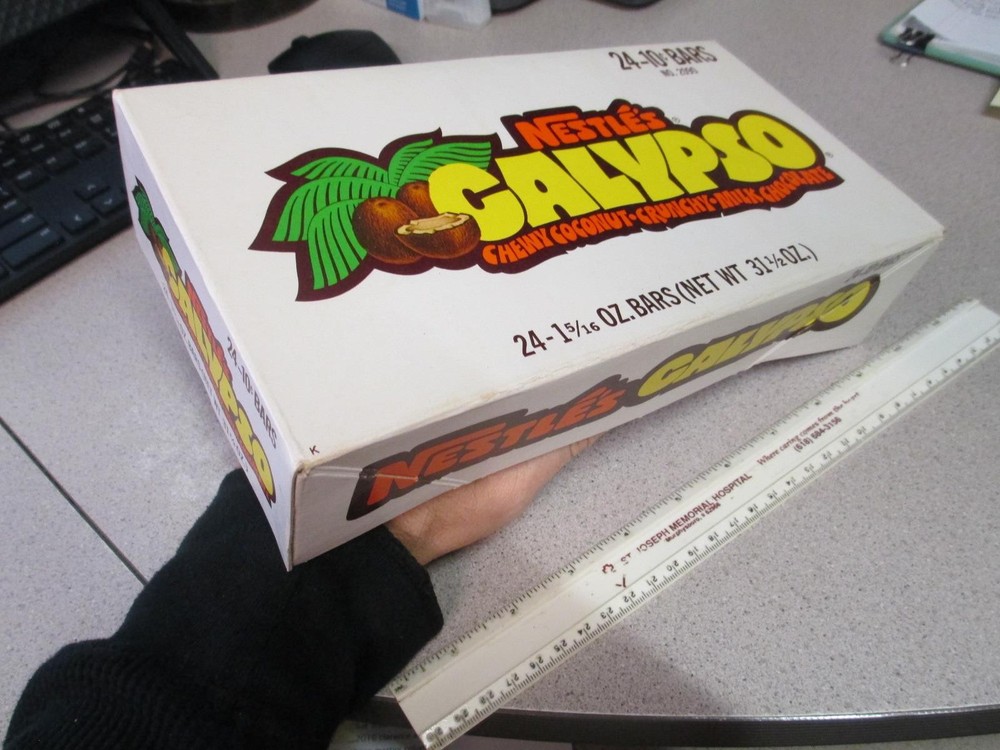 1970s Nestle Calypso coconut chocolate bar vintage candy box store display