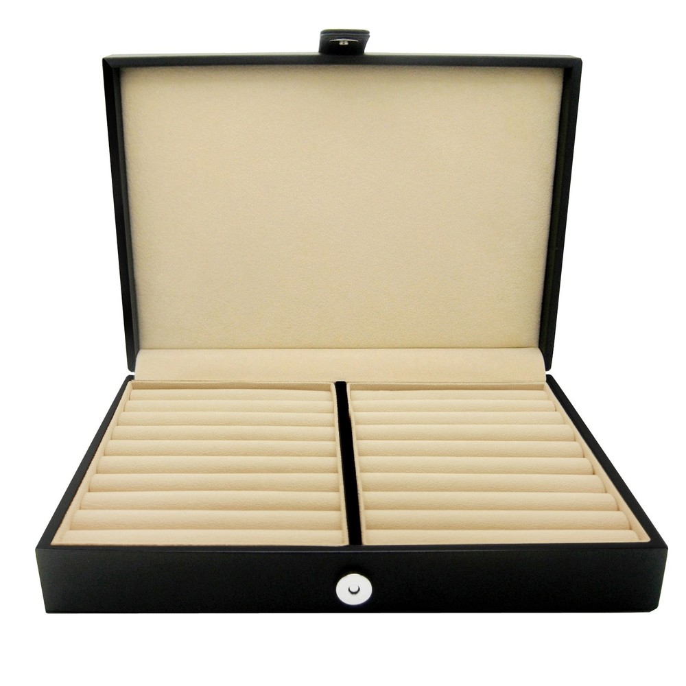 Men Women Cufflinks Jewelry Box - Faux Leather Display Case Storage Organizer  