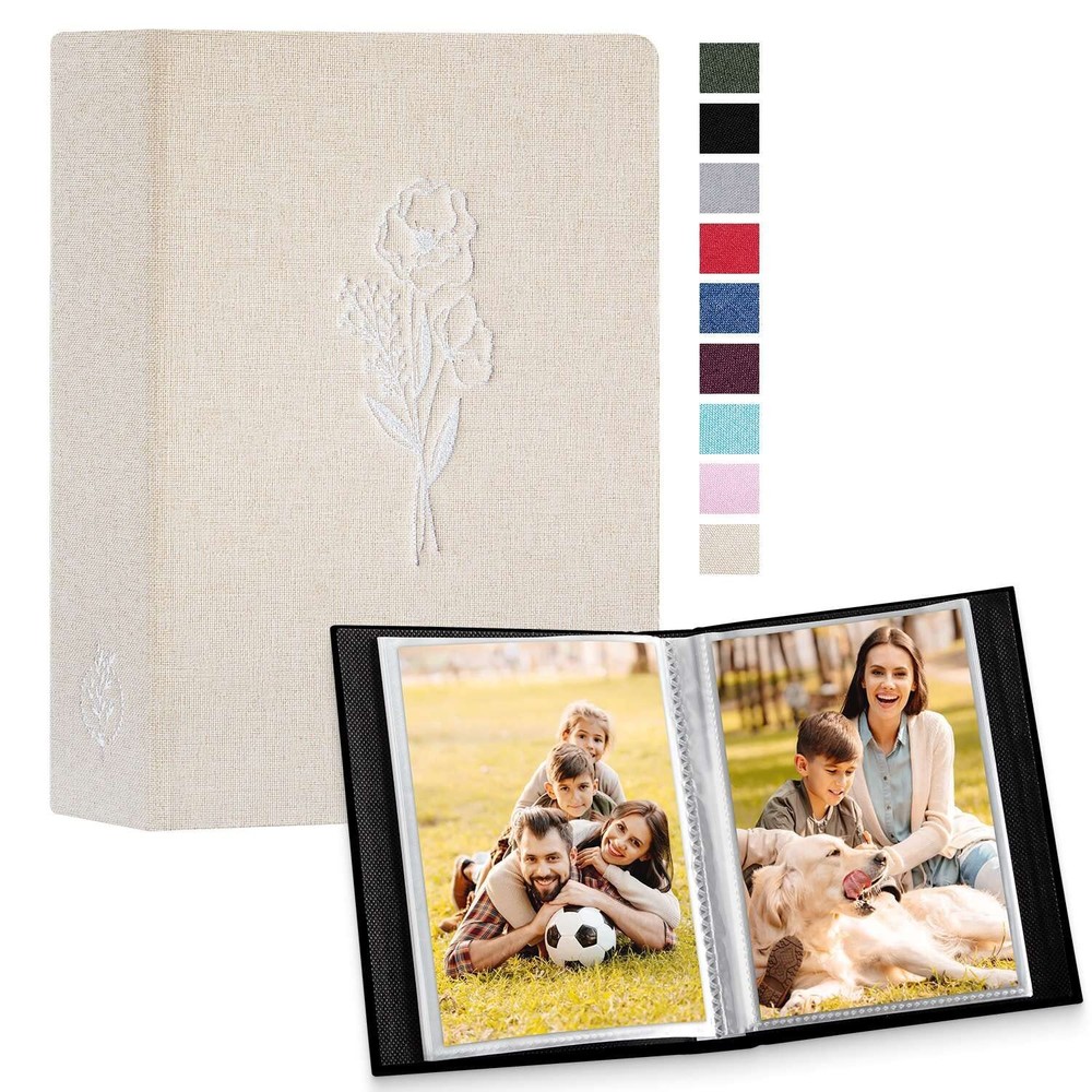 Lanpn Photo Album 4x6 50 Pictures 2 Packs Small Mini Capacity Linen Photo Boo...