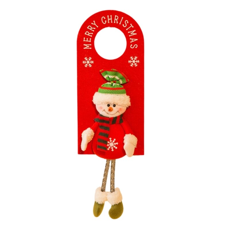 Festive Santa Door Handle Pendant Soft Fabric Home Decoration for Christmas