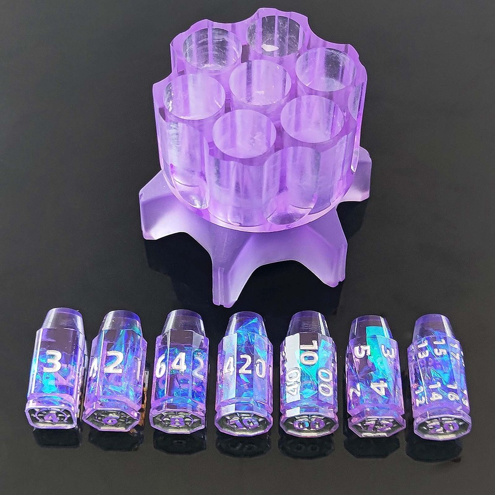 DND Revolver Resin Dice set Game Dungeons and Dragons Purple Revolver