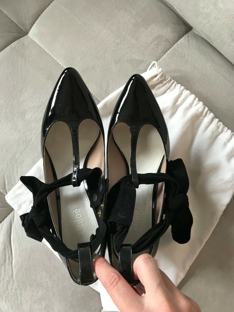 Chloé Bow Patent Leather Heels Black Size 39 Fall 2011 Flash Sale-image