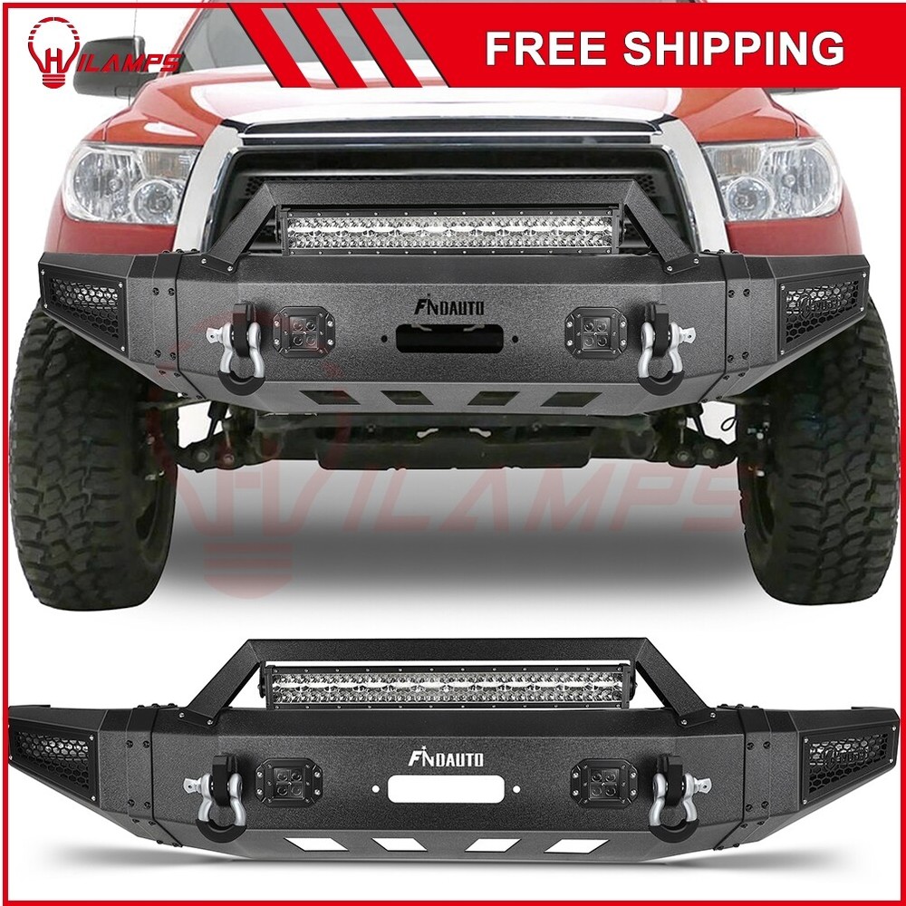 Front Bumper w/D-ring + Winch Plate&LED Light For 2007-2013 Toyota Tundra 5.7L