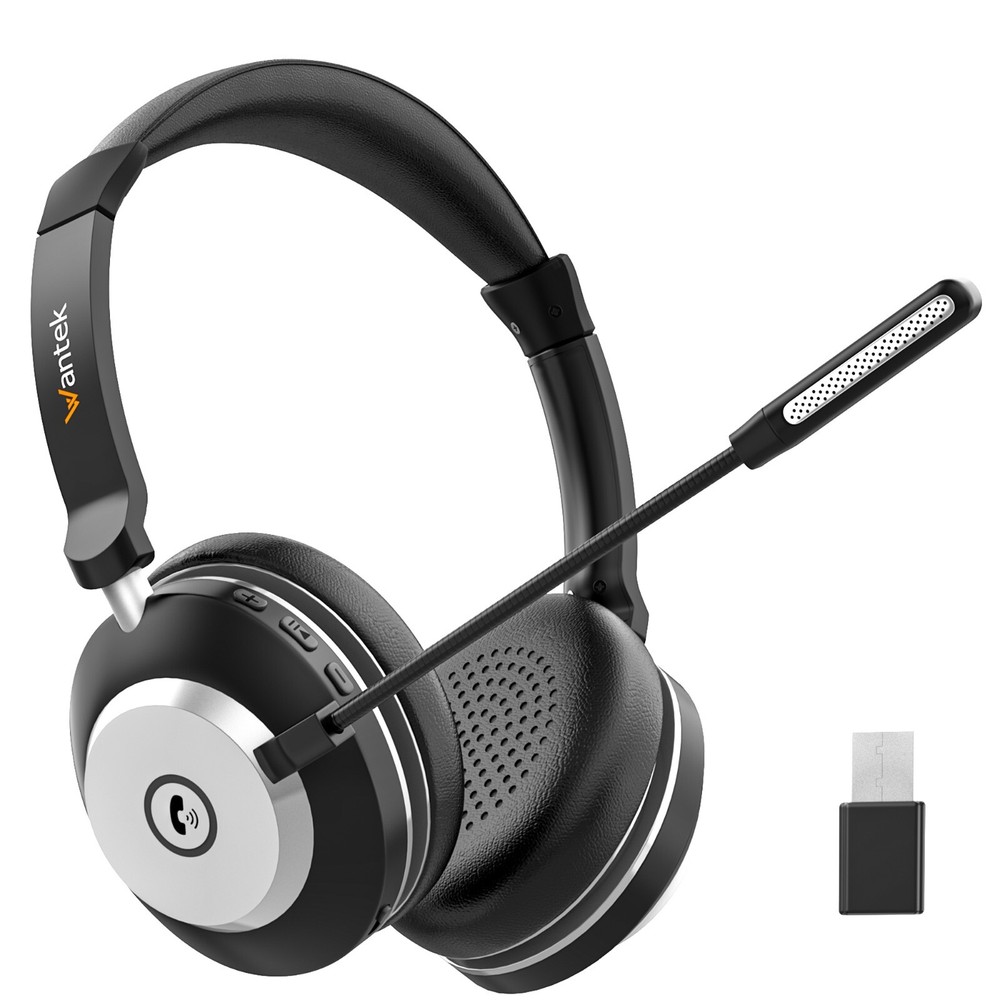 Wantek Wireless Headset with AI Noise Cancelling Microphone Bluetooth Headset
