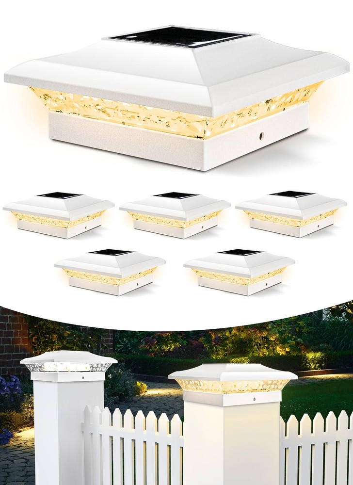 4x4 Post Cap Lights 6 Pack - Waterproof Outdoor Fence Lights for Vinyl or Wood in Warm or Cool White