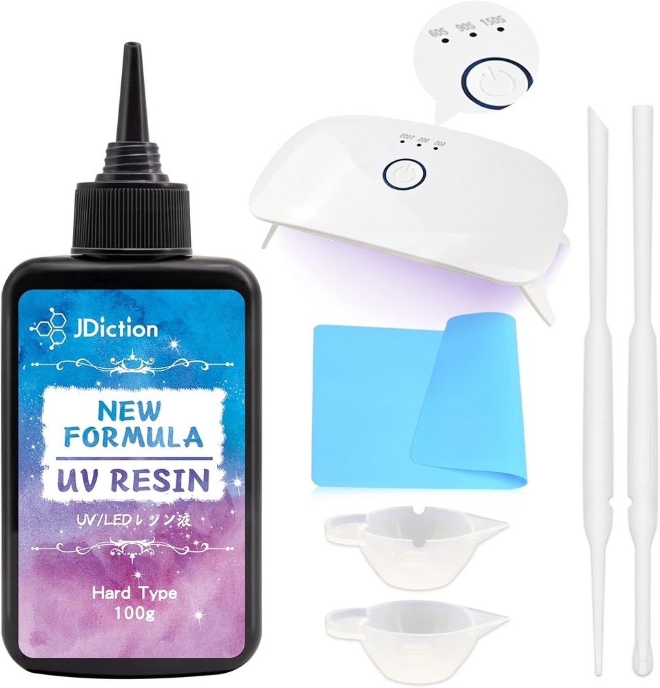 JDiction UV Resin Kit with LED Light for Crystal Clear Crafts