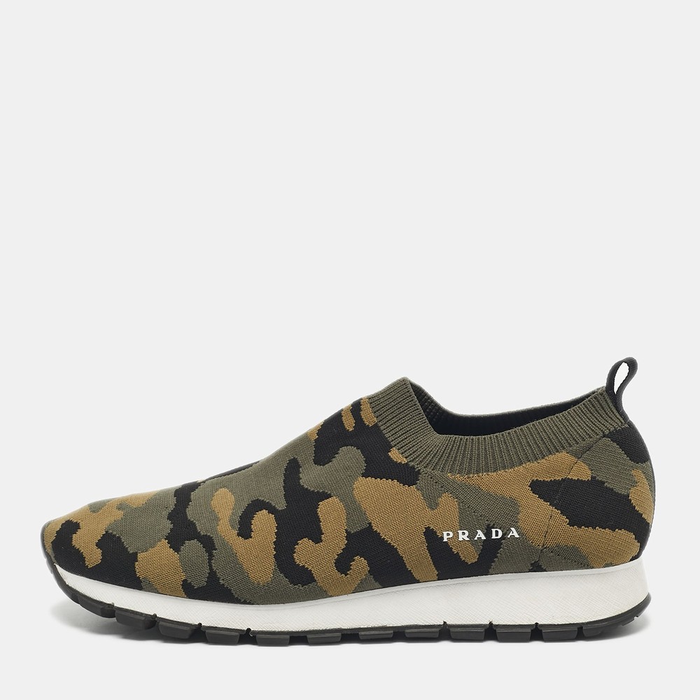 Prada Multicolor Camouflage Slip-On Sneakers in Size 38