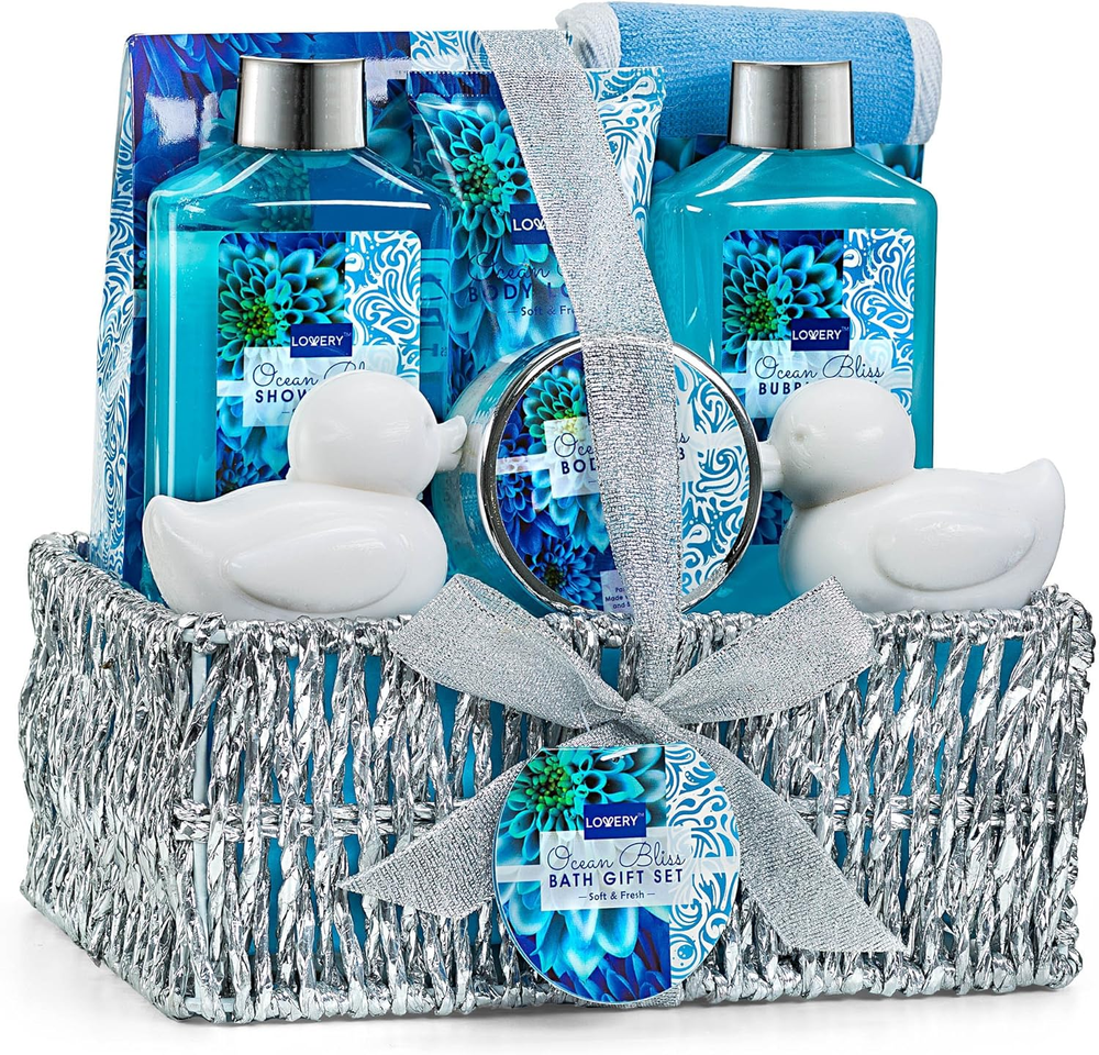 Valentines Day Gift Basket in Heavenly Ocean Bliss Scent - 9Pc Bath & Body Set --image