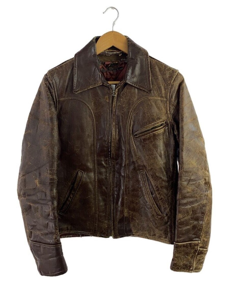 Conmar Zip/Bell Type/Leather Jacket/Brw/Plain 3370