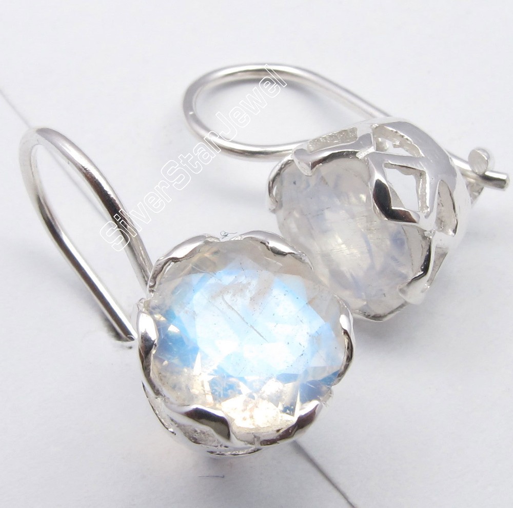 925 Silver Rainbow Moonstone Cage Earrings – 0.7