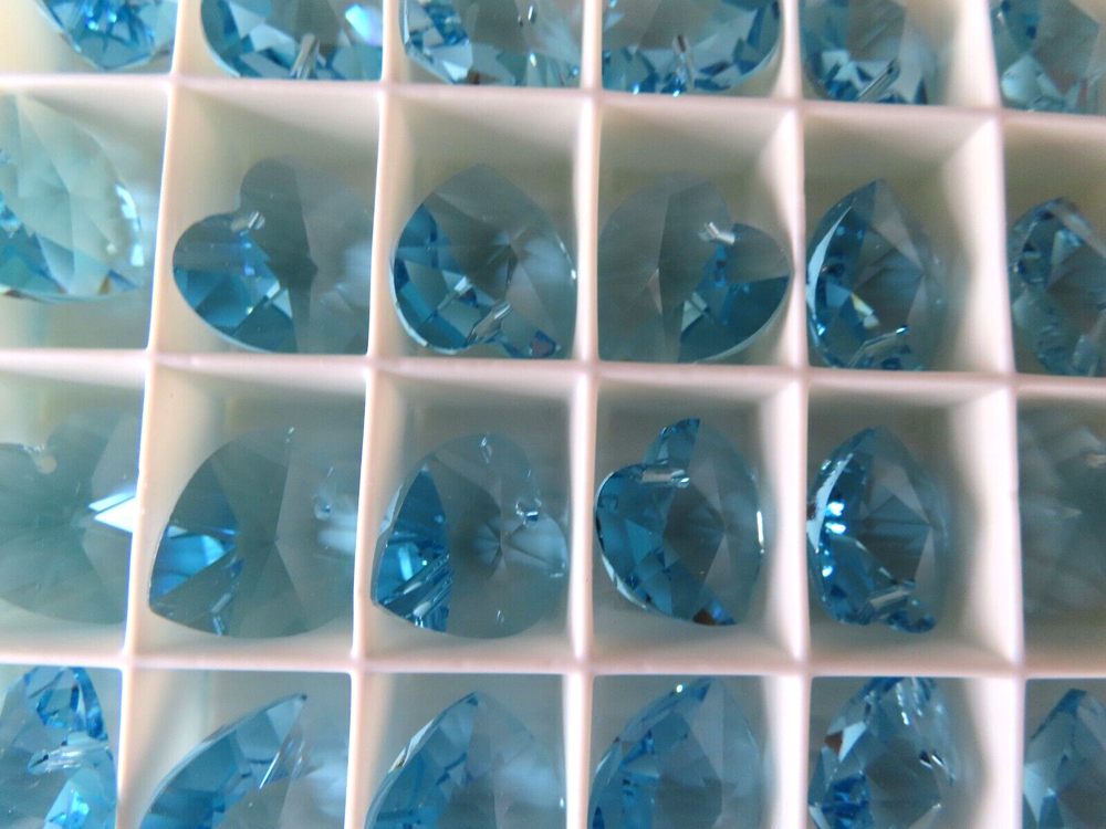 12 Swarovski 14.4x14mm Aquamarine Heart Pendants #6202