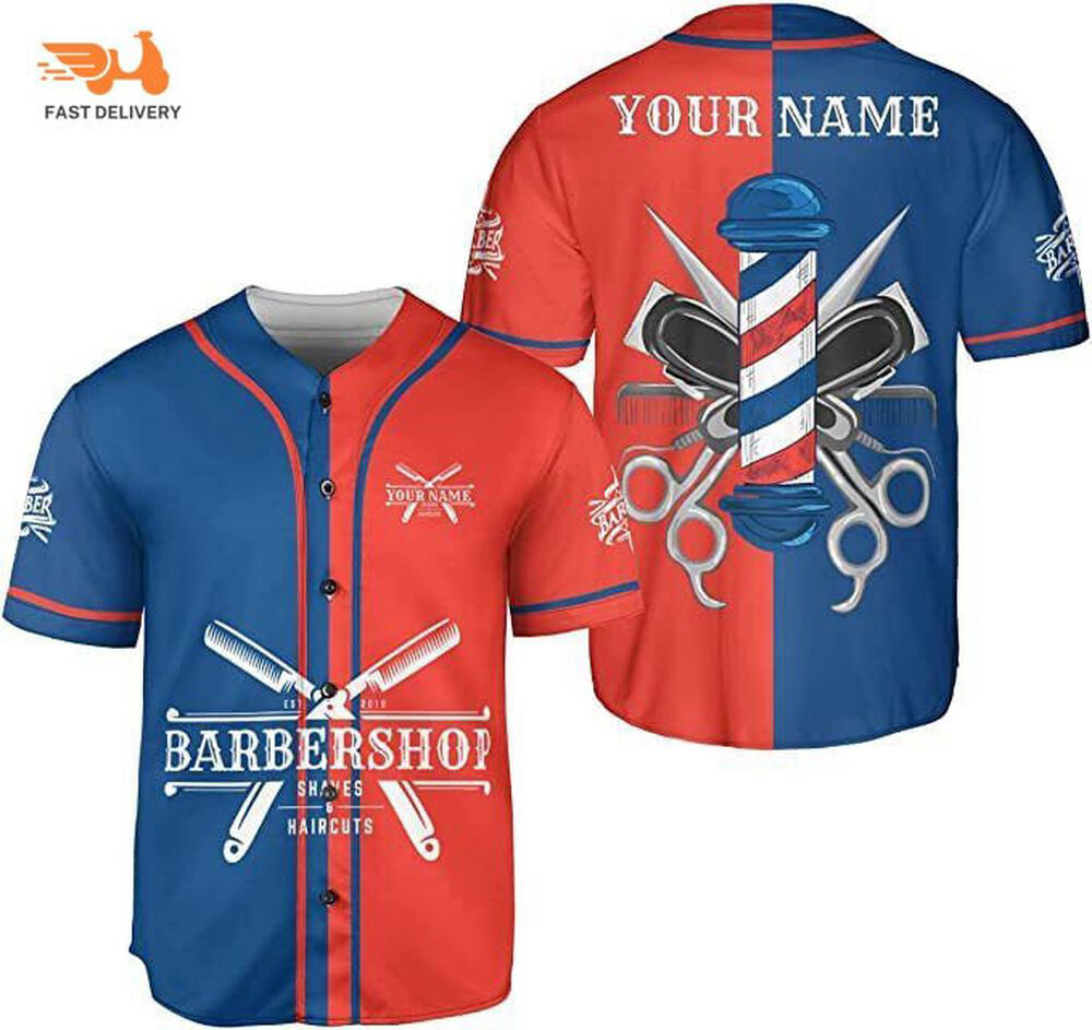 Personalized Baber Shop Baseball Jersey, Hairdresser Baseball Jersey Barber Life