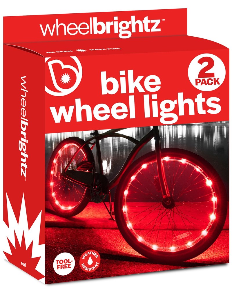 WheelBrightz 2-Pack Red LED Bike Wheel Lights for Tires - Waterproof Cycling Safety Lights