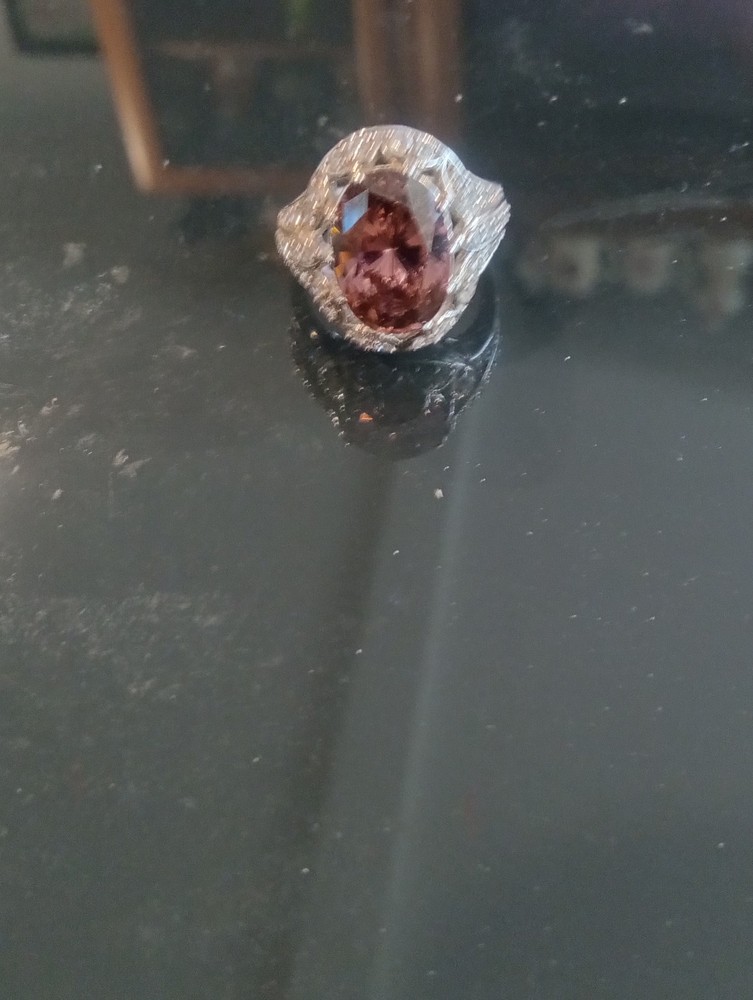 Women's Pre-Owned .925 Sterling Silver Pink Topaz Cocktail Ring Size 6.75 8.2g