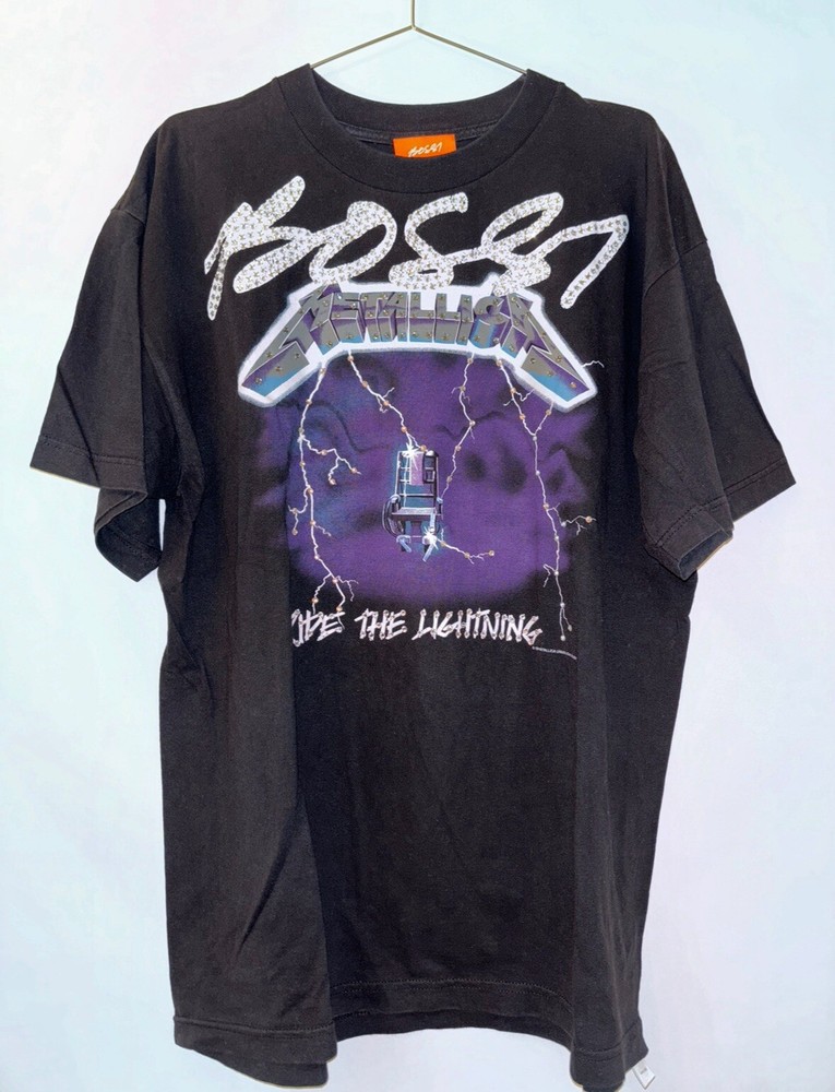 Bossi Vintage Metallica Ride The Lightning Swarovski Rhinestone T Shirt 1 Of 1