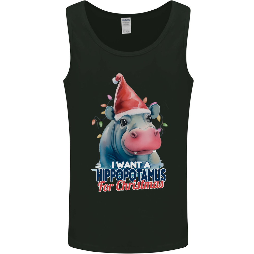 Hippopotamus For Christmas Hippo Xmas Mens Vest Tank Top