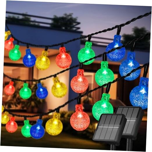 72FT 2 Pack Solar LED String Lights Outdoor Waterproof Multicolor 120 LEDs