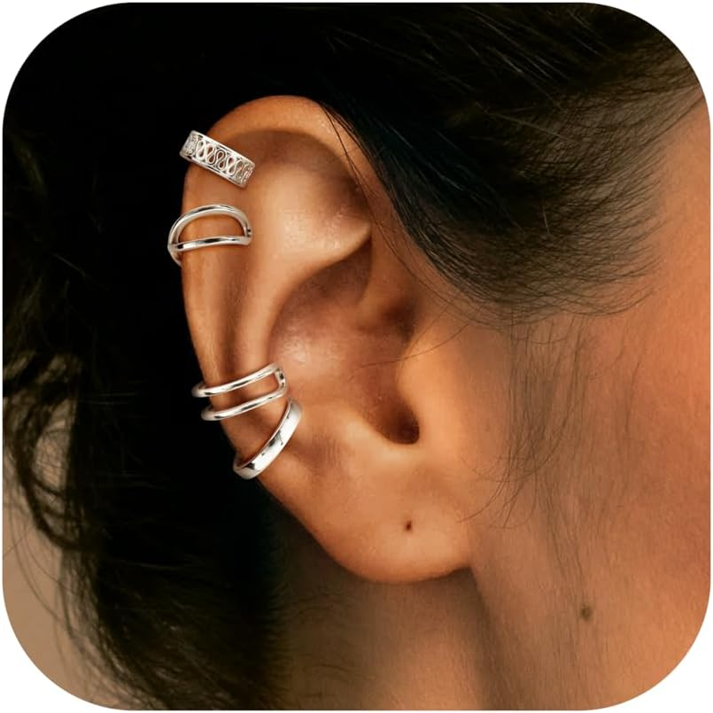 Non-Piercing 925 Sterling Silver Adjustable Ear Cuffs for Women