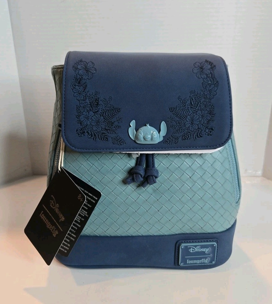 Loungefly Disney Stitch Embroidered Floral Drawstring Mini Backpack New Release