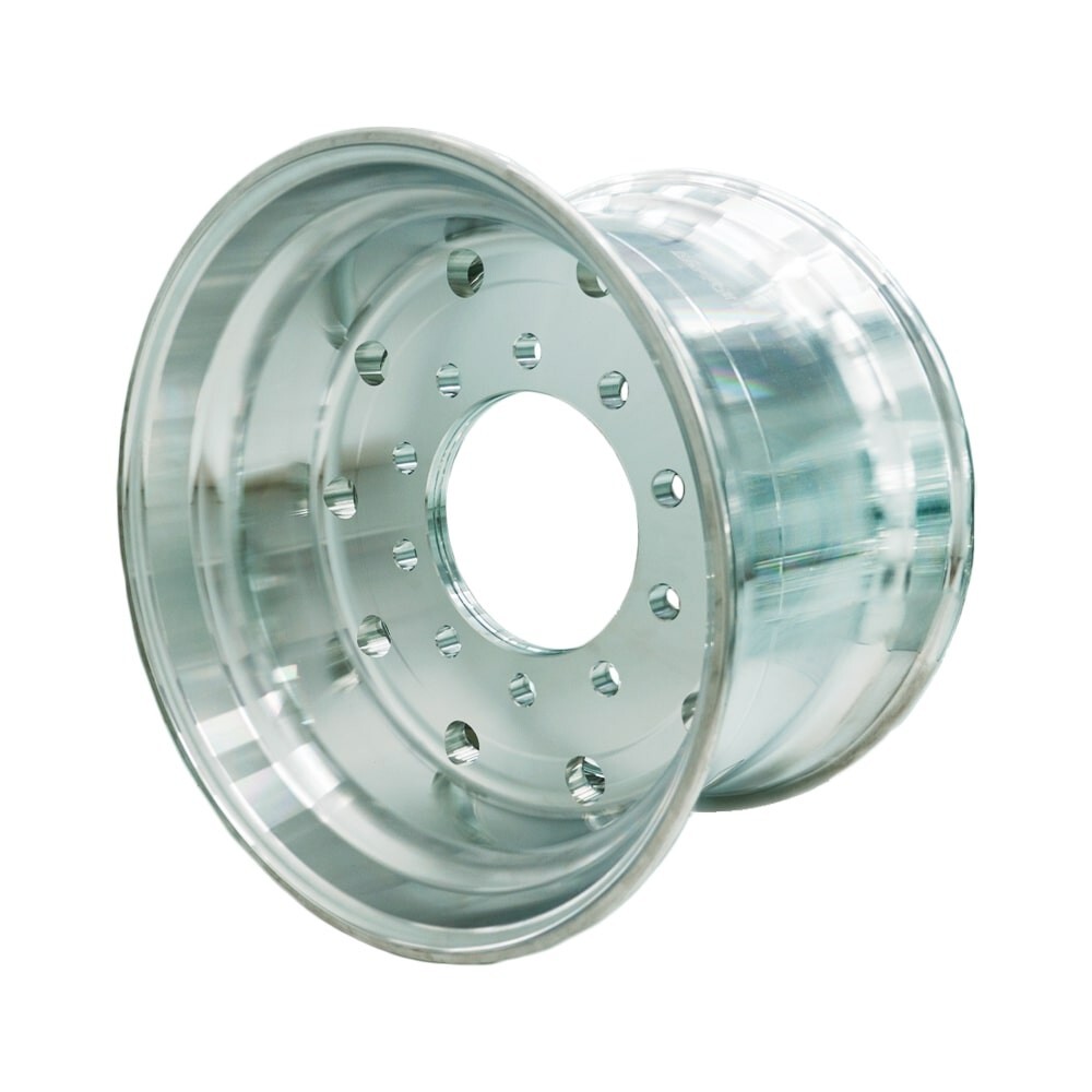 Super Single Truck Wheels 22.5x14 Rims Flat Face Polished Hub Pilot 1pc.