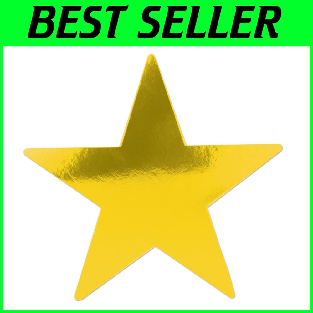 24-Pack Foil Gold Star Cutouts, Christmas Party Decorations