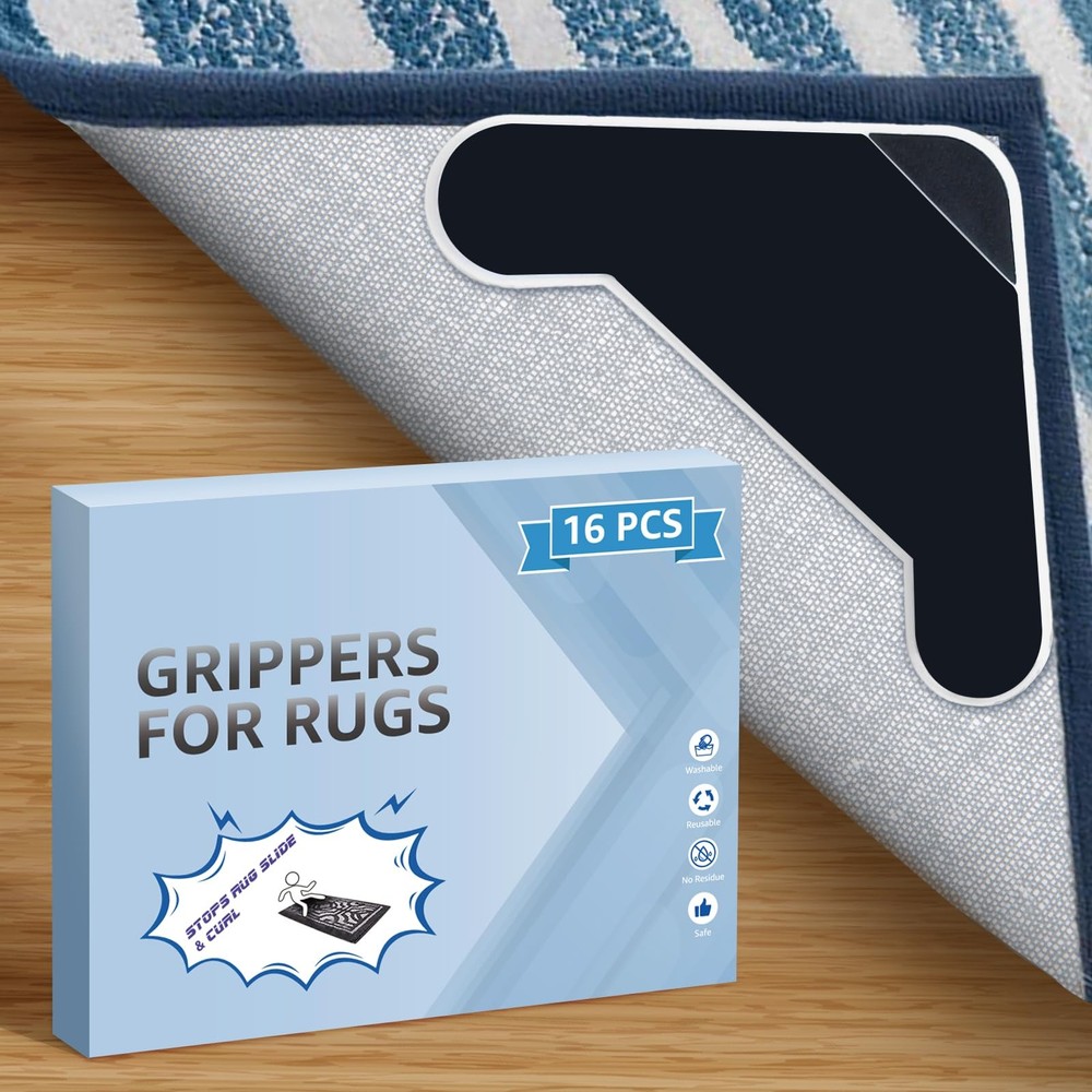 16-Piece Non-Slip Dual-Sided Rug Grippers for Rugs 2024 Upgrade