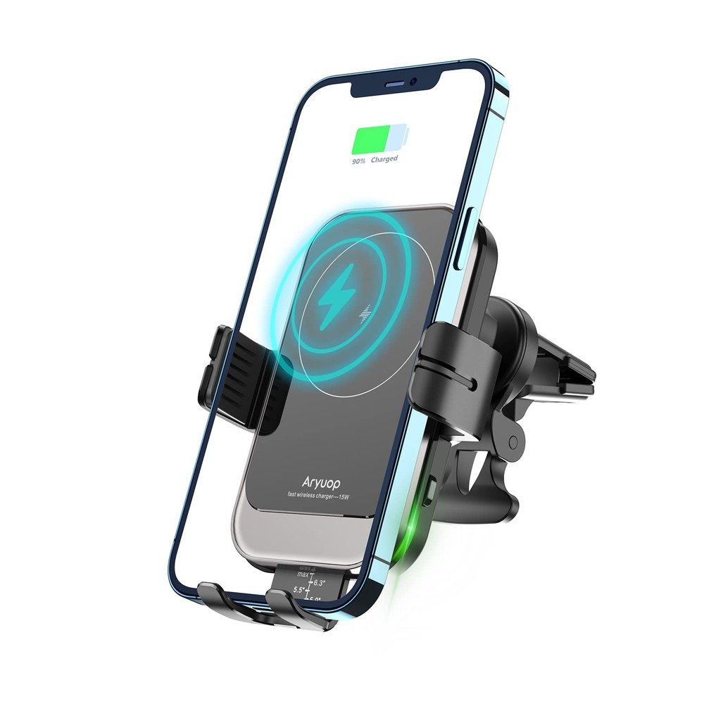 15W Fast Wireless Car Charger Mount with Auto Clamping Phone Holder