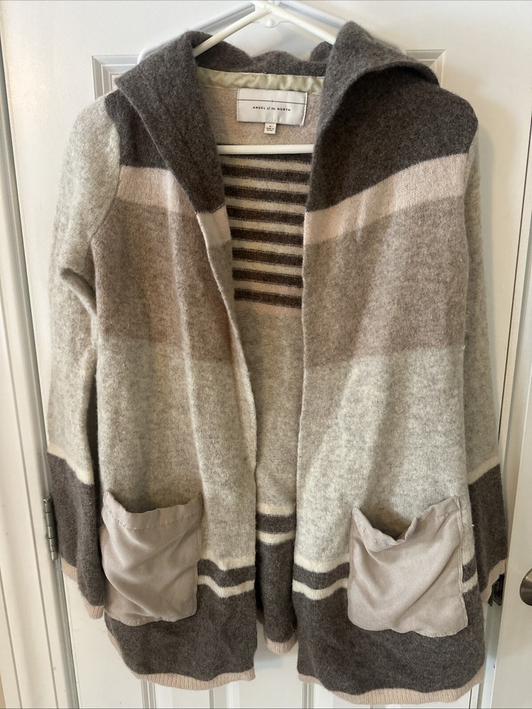 Anthropologie Angel of the North Womens M Lambswool Open Front Cardigan Sweater