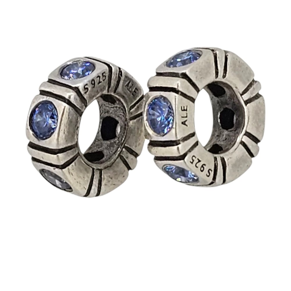 Pandora 925 ALE Spacer Charms with Blue Stones