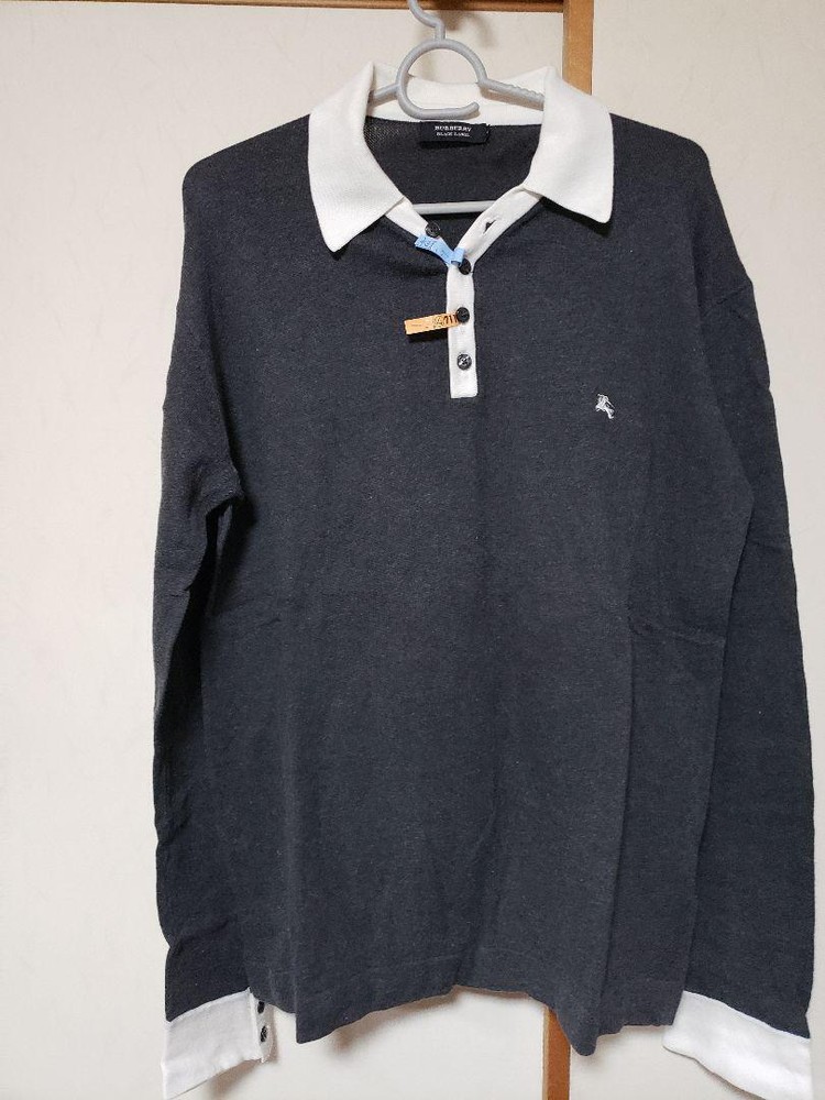 Burberry Black Label Henley Sweater Gray F/S from Japan