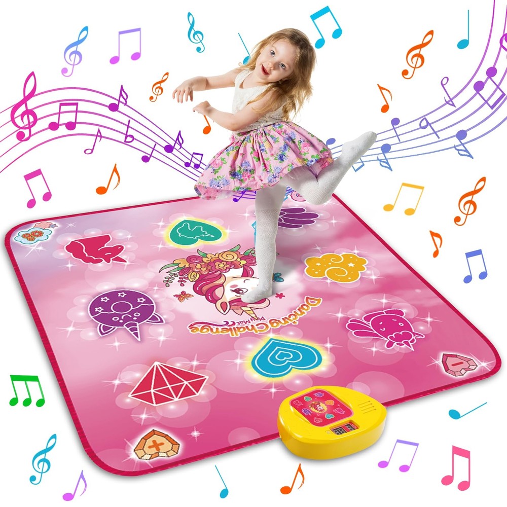 Unicorn LED Dance Mat for Kids Ages 3-12 with Light-Up Music Play Mode