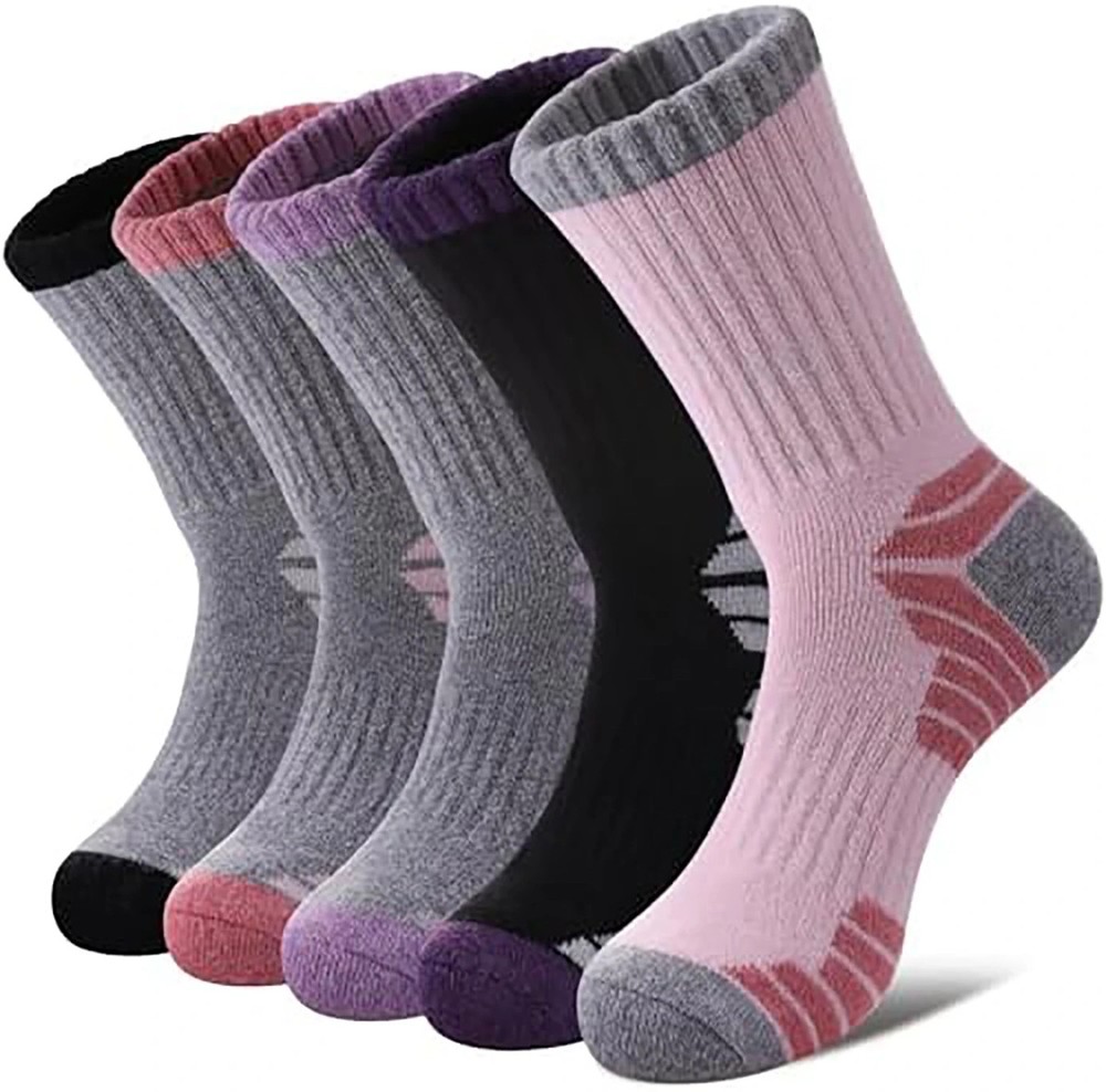 Womens Merino Wool Hiking Socks Thermal Warm 5 Pairs Crew Boot