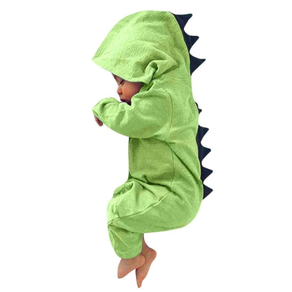 Interesting Infant Baby Kids Cartoon Dinosaur Hooded Romper Jumpsuit Layette ...