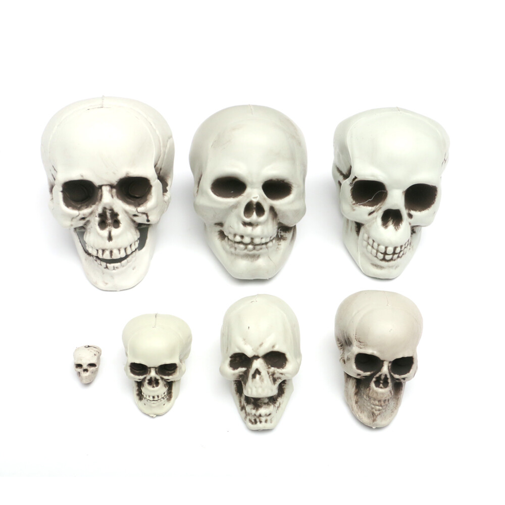 Plastic Miniature Human Head Skeleton Skull Figurines Sculpture Halloween Decor