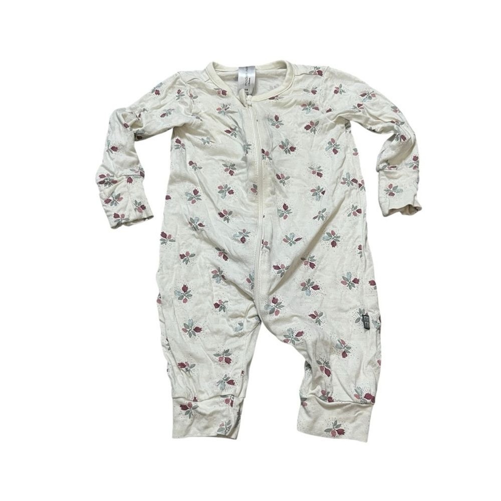 Modern Moments Gerber Girls Baby Open Foot Bamboo Floral Pajamas Size 0-3 Months