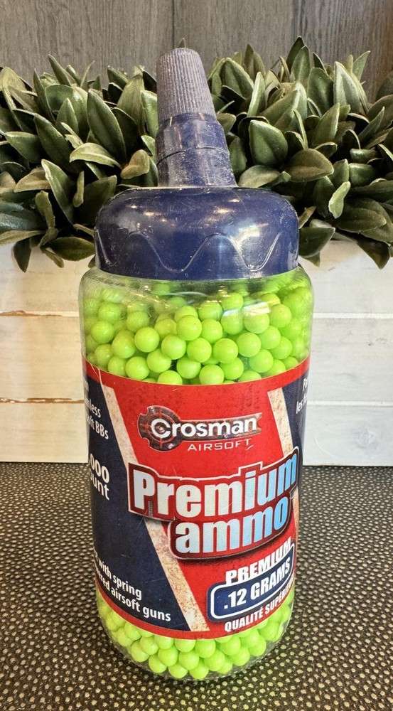 Crosman Softair Air Soft 6mm 24 Cal Plastic BB's 2000/Count Jar Spout U-SAP2000