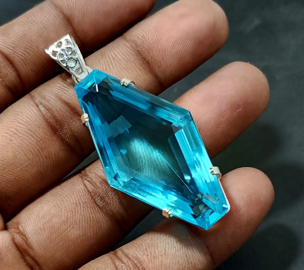 100.85 Ct EGL Certified Natural Topaz 925 Solid Silver Pendant Loose Gemstone