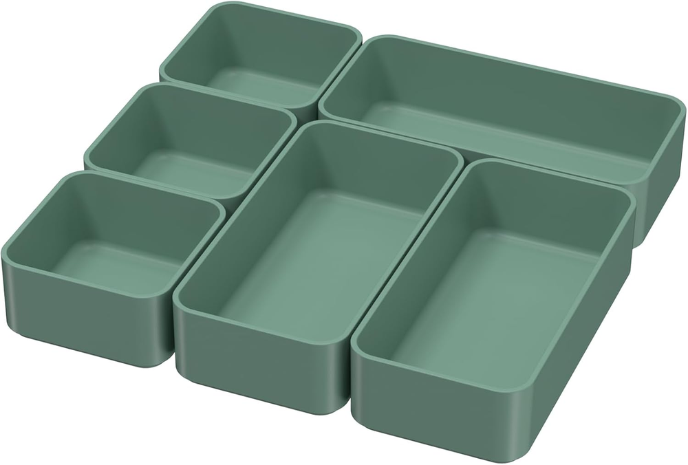6-Piece Stackable Drawer Organizer Set for Desk and Bathroom Vanity