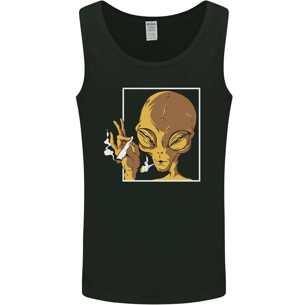 An Alien Smoking Weed Mens Vest Tank Top