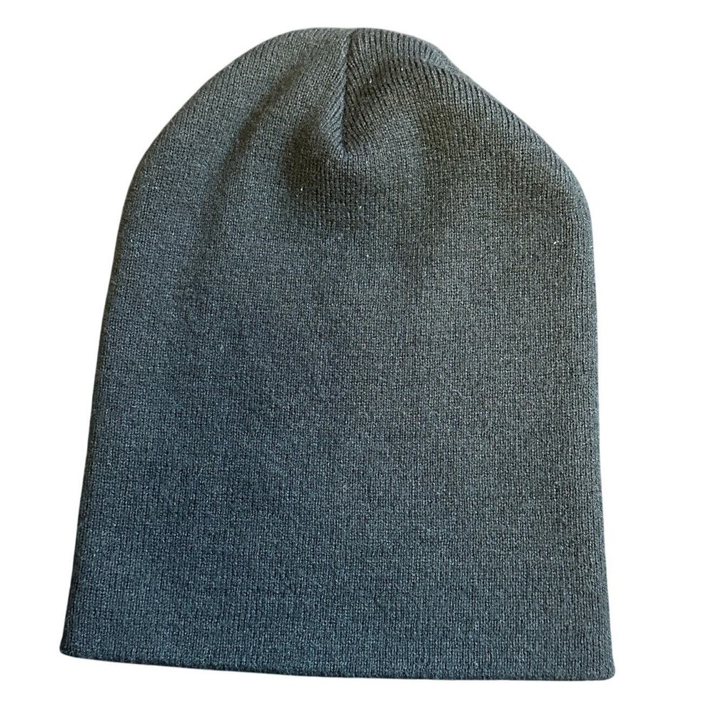 Basic Black Unisex Ribbed Knit Beanie One Size