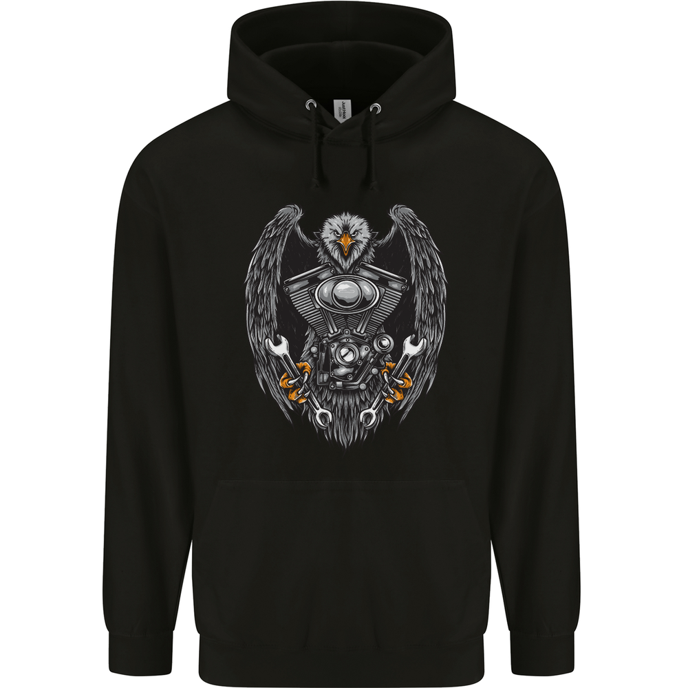 Eagle Engine Motorcycles Motorbike Biker Mens 80% Cotton Hoodie