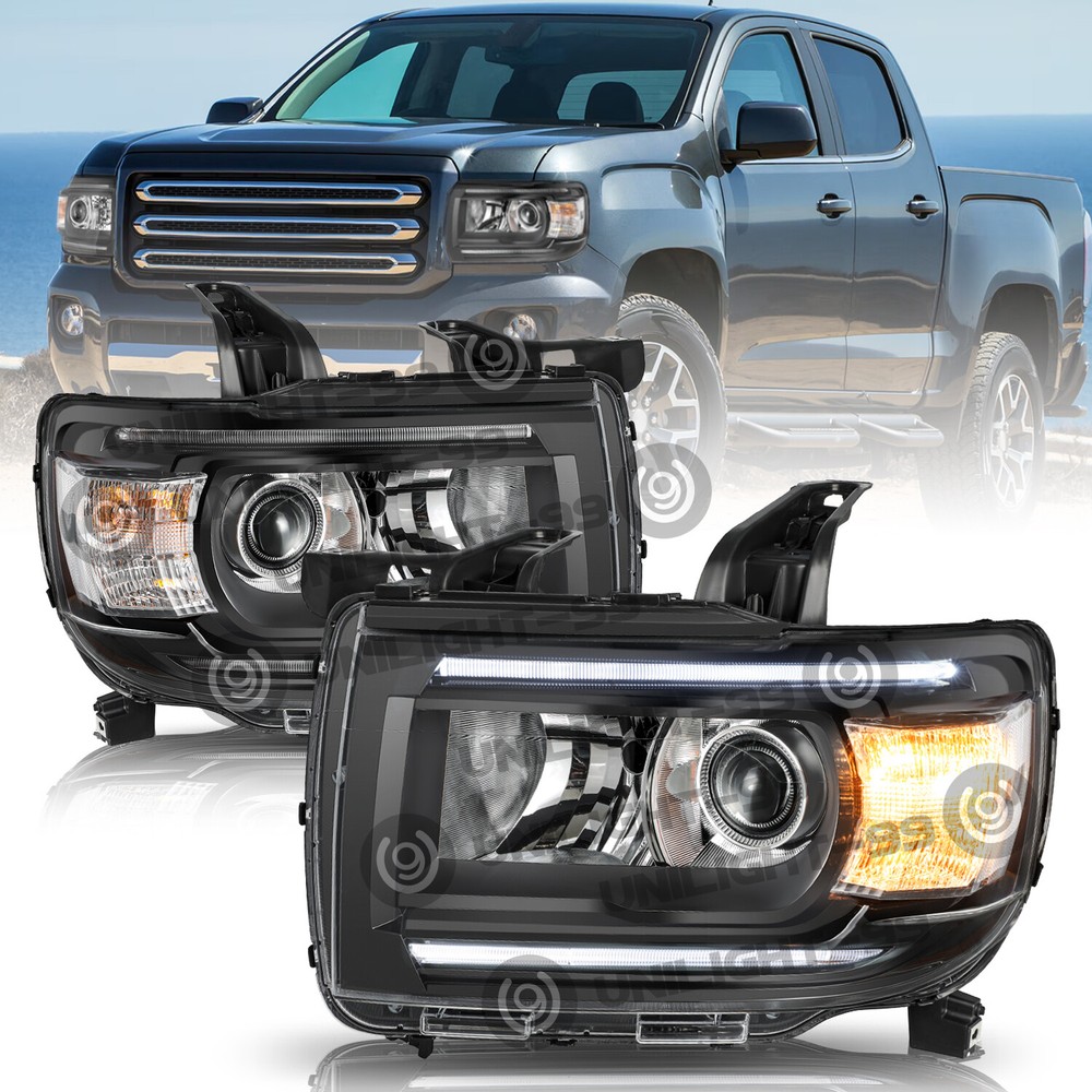 For 2015-2022 GMC Canyon LED DRL Projector Black Headlights Assembly Left&Right