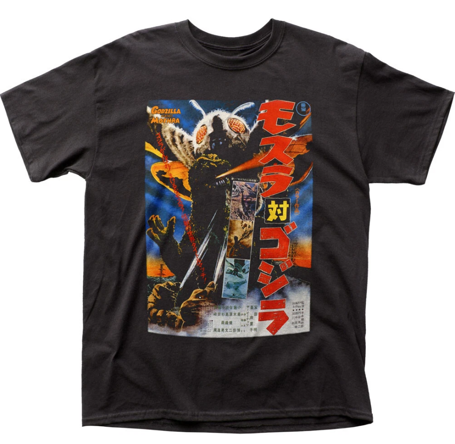 Godzilla Mothra Poster Mens T Shirt Cult Classic Monster Movie Tee New Black