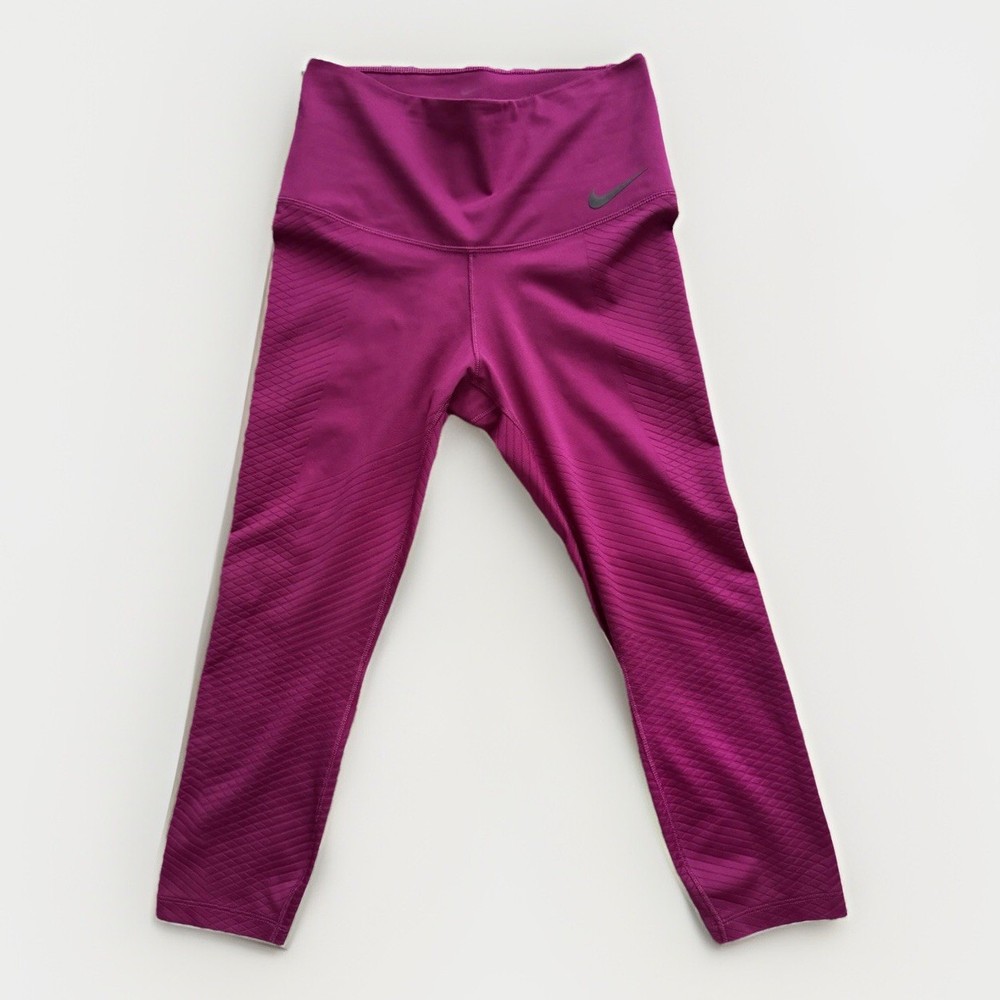 Nike Womens Zonal Strength Capri Leggings Medium Fuschia Workout Tights