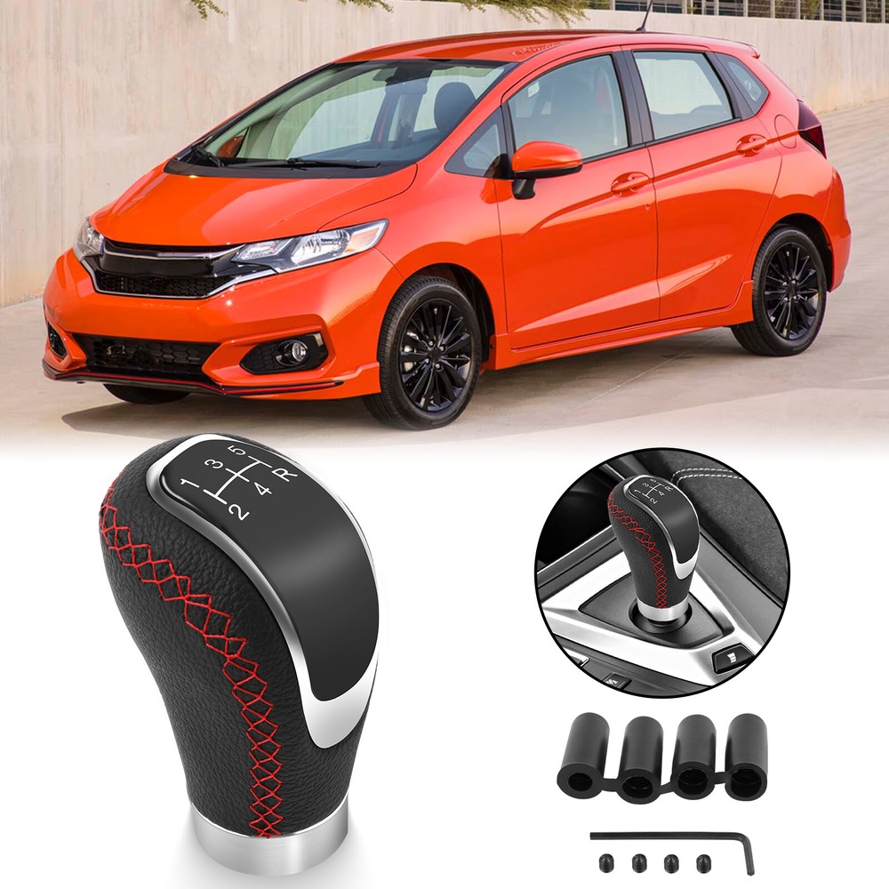 Manual Gear Stick Shift Knob Shifter Lever Head Leather For Honda Fit Jazz Civic