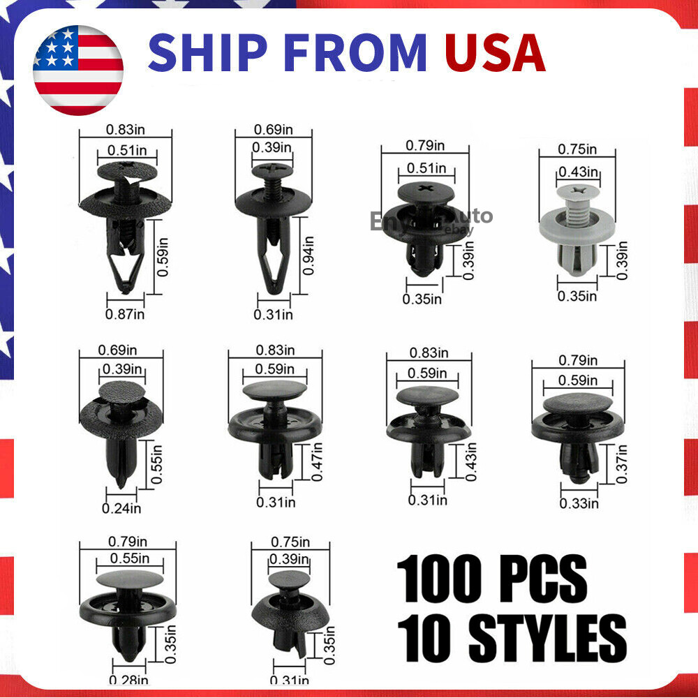 100Pcs Bumper Clips Retainer Auto Car Rivets Fastener Fender Push 9 8 7 6mm