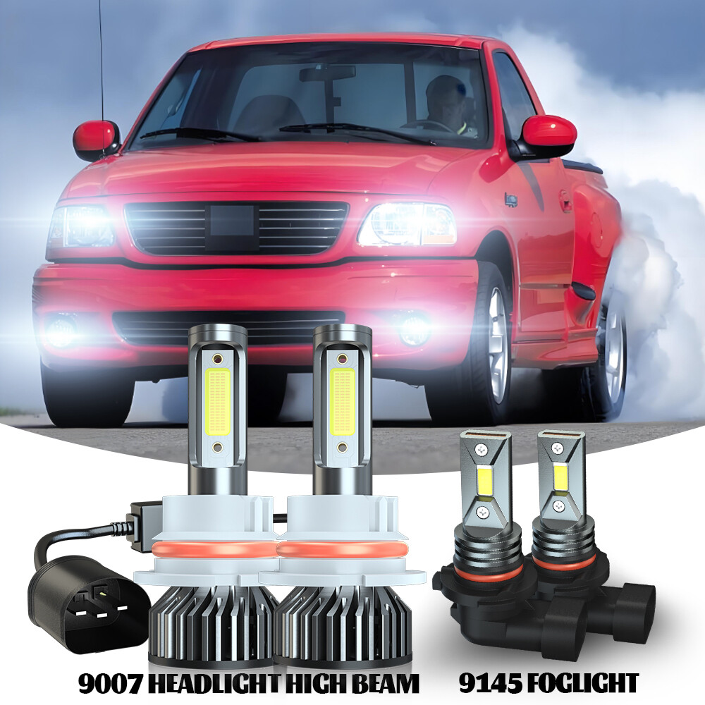 For 1997-2003 Ford F150 6000K Led Headlight Hi/Lo+Fog light bulbs Combo 6000K